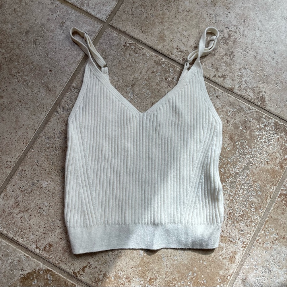 A&F Ribbed White Tank